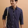 HIGHLANDER Men Slim Fit Striped Spread Collar Casual Shirt